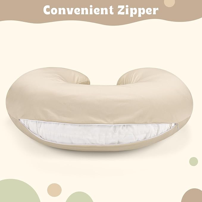 Hooyax Baby Waterproof Nursing Cover, Stretchy Nursing Covers for Breastfeeding, Adorable Infant Feeding Pillow Slipcover for Baby Boy and Girls (Khaki)