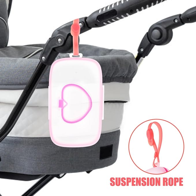 Healifty Baby Wipes Dispenser Box Portable Wet Tissue Pouch Case with Belt Clip for on The Go Lightweight Travel Wipe Holder for Stroller and Diaper Bag Compact Pink