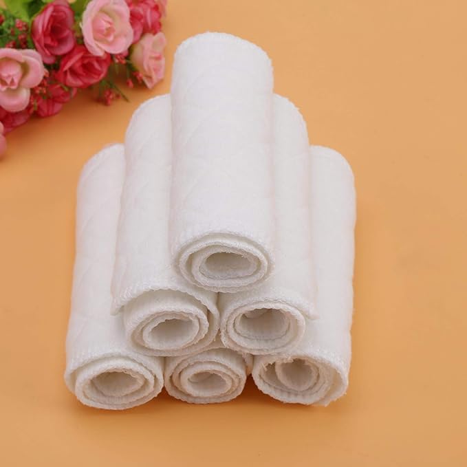 Sonew 10 Pack Soft Cotton Breathable Cloth Diaper Liners for Babies Modern Nappy Inserts for  Comfort and Absorbency(3 Layers)