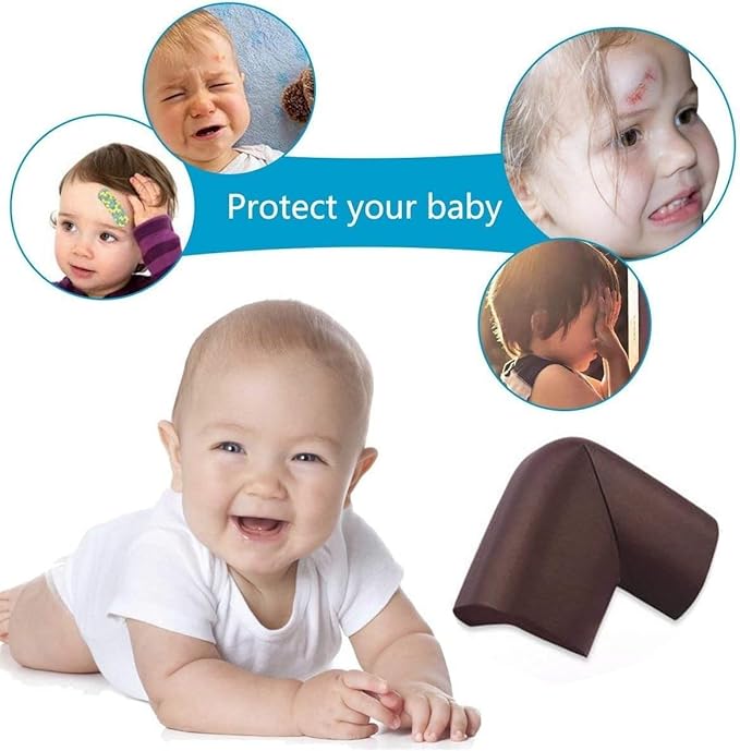 Corner Guards-8 Pack, Table Corner Protectors for Baby Safety, Super Soft Baby Proofing Corner Protector Edge Protectors with 3M Tape, Home Furniture Safety Bumper, brown