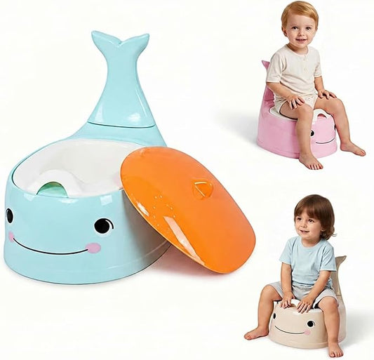 potty training toilet Potty Seat Baby Training Chair Boys Girls Toddler Whale Comfortable children 1-6 years old Baby toilet Animal seat with lid back potty trainer (Blue)