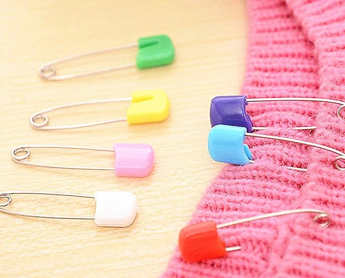 Kinteshun Baby Safety Pins,Kid Secure Clips Diaper Bib Nappy Pin with Safe Lock(50pcs,1.6 inches,7 Assorted Candy Colors)