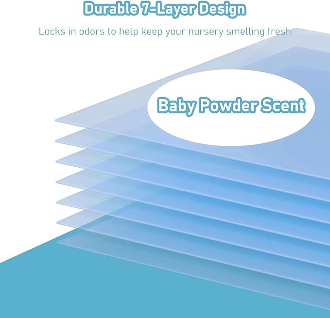 Jumbo+ Square Refills Disposal Bags Refill (Baby Powder Scent) Compatible with Diaper Genie Classic, Compact and Select Pails, Hold Up to 1080 Newborn-Sized Diapers Per Refill, 4 Pack