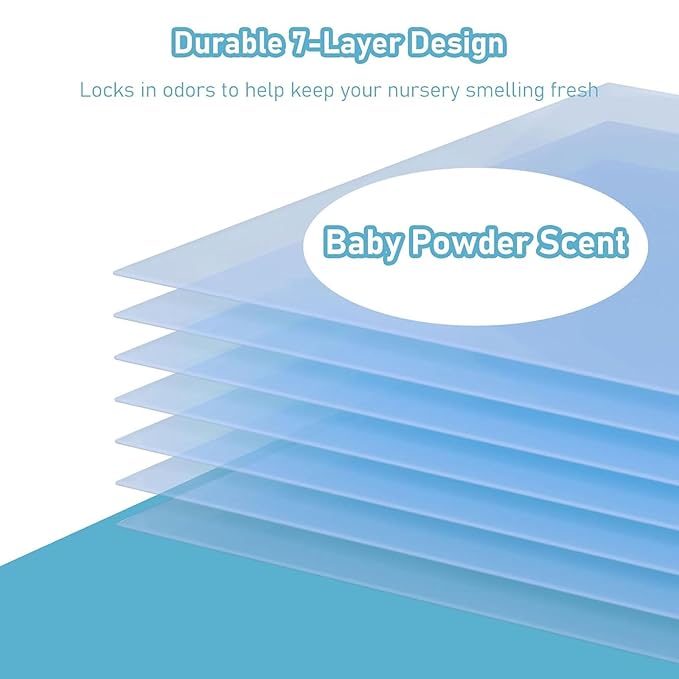 Jumbo Square Refills Disposal Bags Refill (Baby Powder Scent) Compatible with Diaper Genie Classic, Compact and Select Pails, Hold Up to 810 Newborn-Sized Diapers Per Refill, 3 Packs