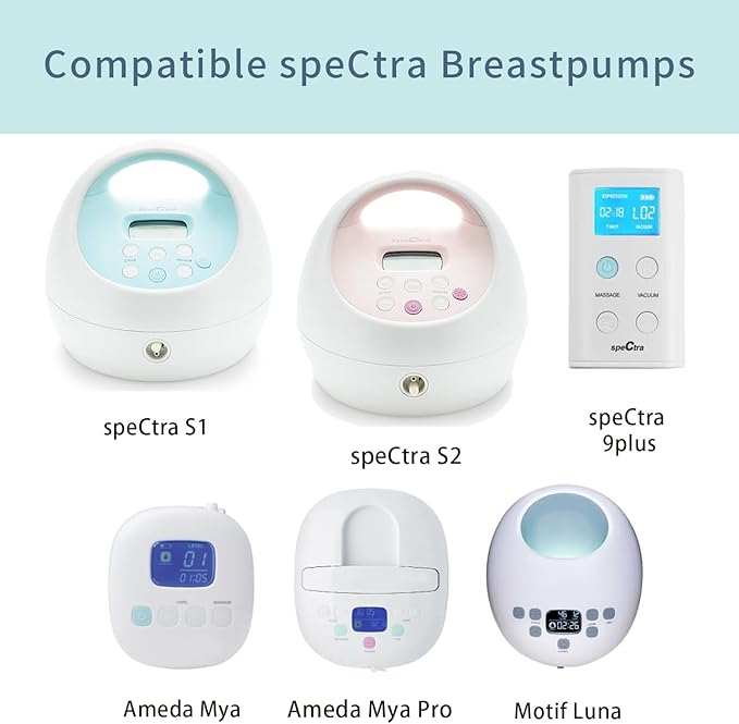 Pump Parts Compatible with Spectra S1/S2/9 Plus, Not Original Accessories, Full Set Replacements Include 21mm Flange, Duckbill Valve, Backflow Protector, Tubing and Bottle
