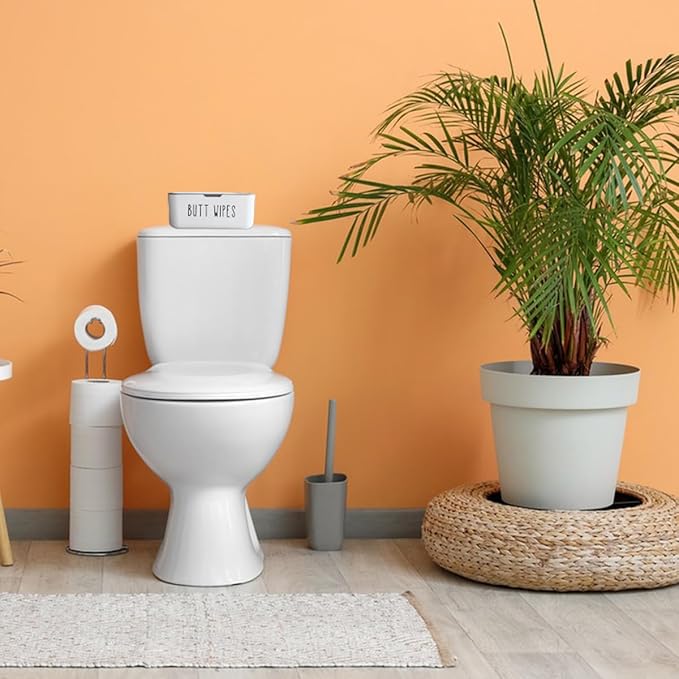 Moorfowl Butt Wipes Container for Bathroom Flushable Toilet Wipes Holder Dispensper Cute Sleek Look Nursery Decor