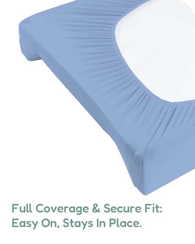 Extra Stretchy Changing Pad Cover, Ultra Soft Premium Jersey Knit Changing Pad Sheets, Unisex for Boys Girls, Fits All Standard Changing Tables/Dresser Tops, Dino Blue - 2 Pack