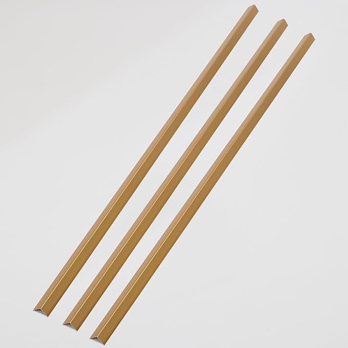 Coengwui Aluminum Corner Guards, Peel and Stick L-Shaped Molding Trim for Wall Table Door Frame Protection and Decoration (Matte Gold, 3Pcs x 4.26ft x 0.8in)
