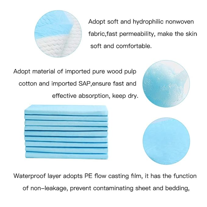 Disposable Changing Pads for Baby, 20 Pack Portable Diaper Changing Pad Liner, Baby Changing Pad Nursing Pads Waterproof (Blue, 13x18 Inch)