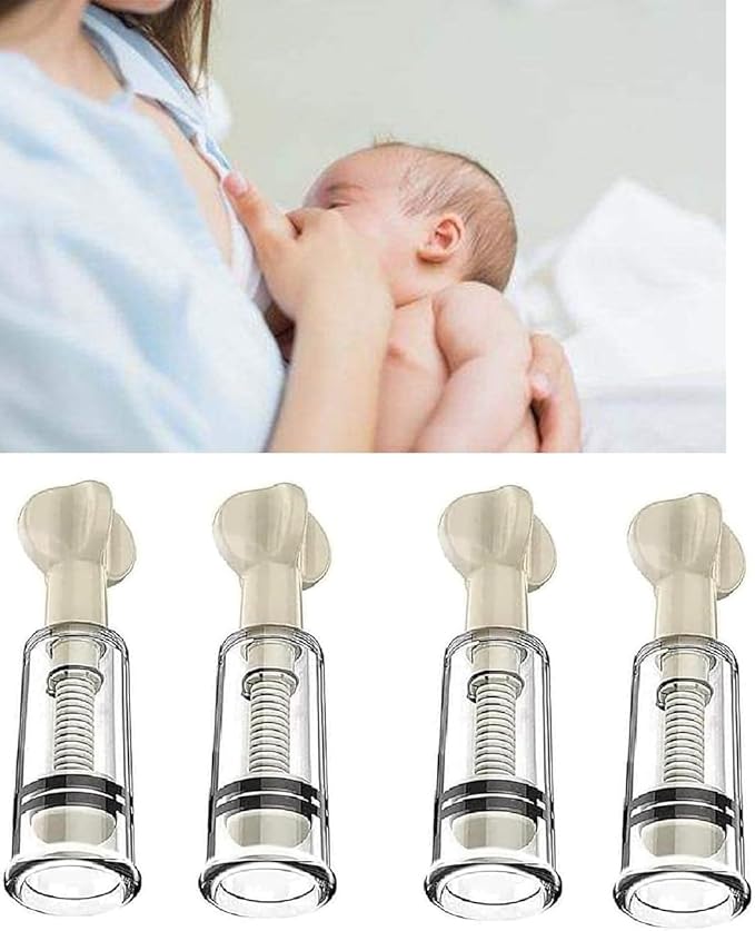 Breastfeeding Nipple Corrector for Flat or Inverted Nipples, Gentle Silicone Nursing Aid for Lactating Moms, Reusable Suction Cups for Nipple Care (6 Cup)