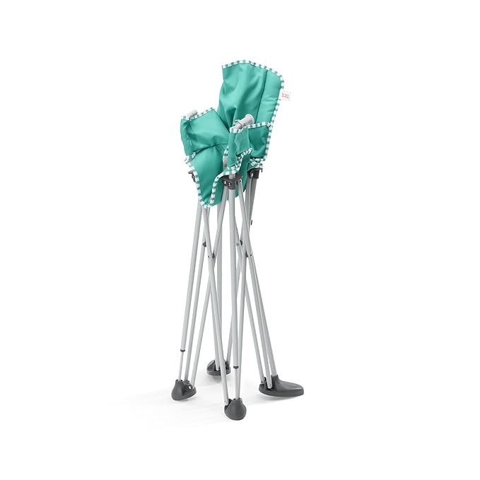 Bright Starts Pop 'N Dine Portable High Chair, Indoor/Outdoor, BPA Free Tray, Easy to Fold, Unisex, Teal, 6 Months +