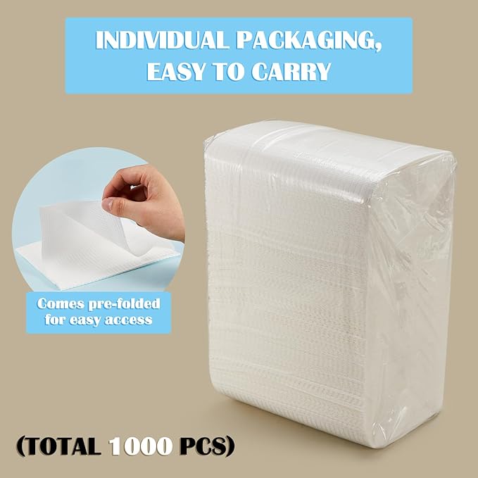 Mixweer 1000 Pcs Baby Disposable Changing Pads 17 x 24 Inch Quick Absorb White Diaper Changing Table Pads Sanitary Liners Soft Waterproof for Baby Child Adult Pets Travel Change Stations