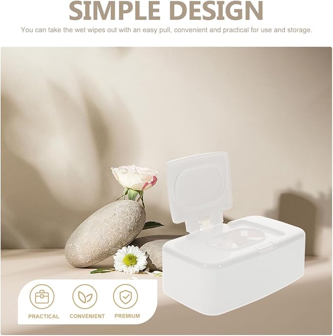 Portable Wipes Dispenser Box with Button Refillable Wet Wipes Holder Compact Travel Case for Home Baby Care Organizer 6.69X4.13X2.36 Inches
