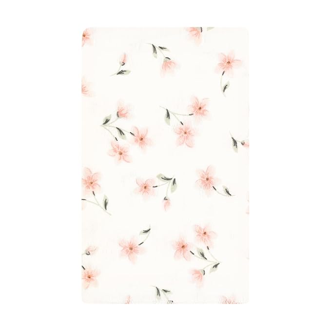Hudson Baby Unisex Baby Cotton Flannel Burp Cloths, Pink Dainty Floral 10 Pack, One Size