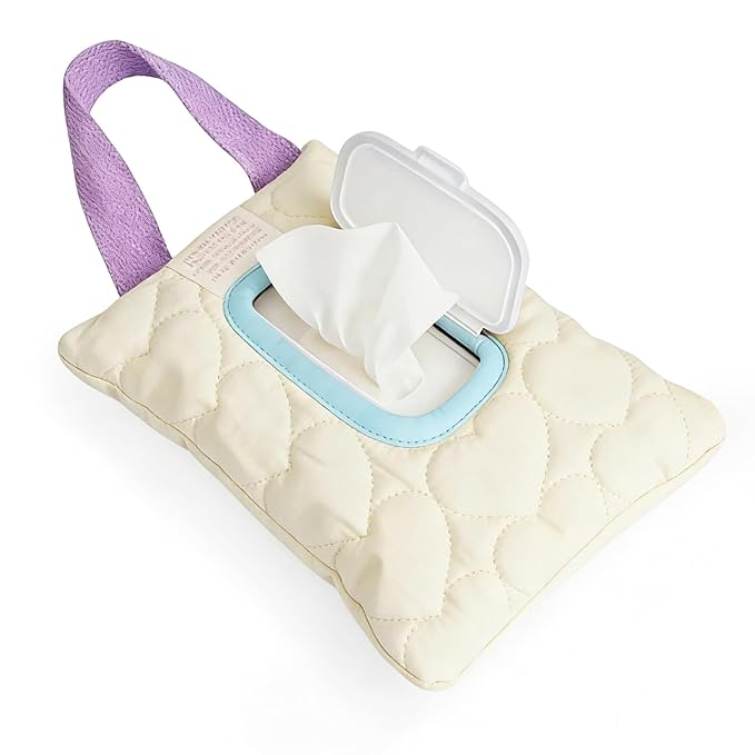 Reusable Baby Wipe Cover Fabric Quilted, Universal Size Travel-Friendly Baby Wipes Bag with Zipper Compatible with HUGGIES,WaterWipes,Pampers,Johnson and More Brands (Light Yellow)
