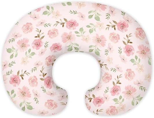 Floral Nursing Pillow Cover Breast Feeding Pillow Covers 1 Pack for Breastfeeding Pillow Soft Fabric Fits Snug On Infant Feeding Cushion Cover Pillow Not Included