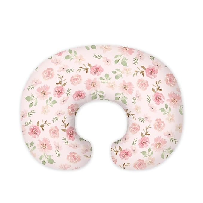 Pink Rose Flower Breastfeeding Pillow Slipcover for Baby Breastfeeding Nursing Pillow Slipcovers Super Soft Durable and Easy to Clean