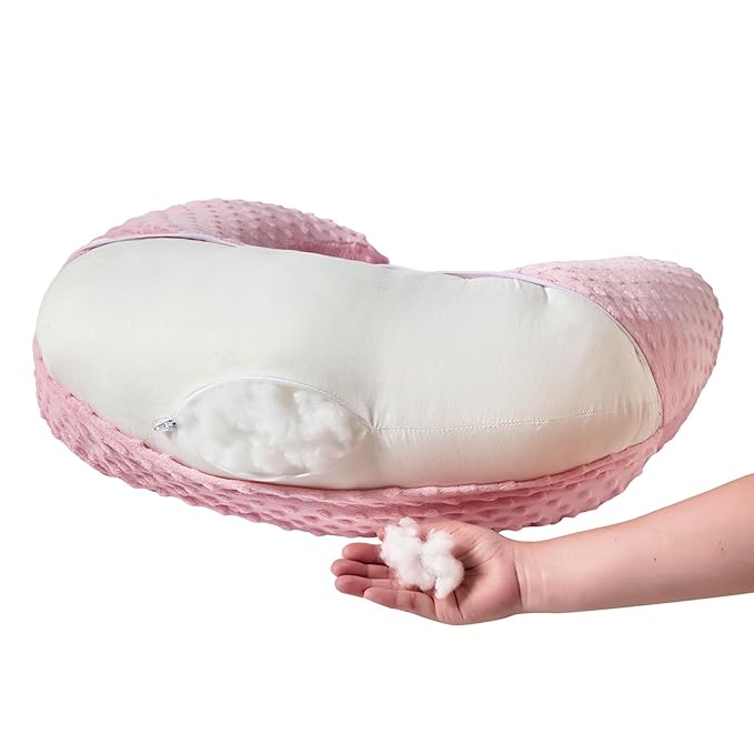 ESEN Plus Size Baby Nursing Pillow and Body Positioner for Breast Feeding and Bottle Feeding, Ultra Soft Baby Breastfeeding Pillows with Removable Nursing Pillow Cover for Mom and Baby (Pink)