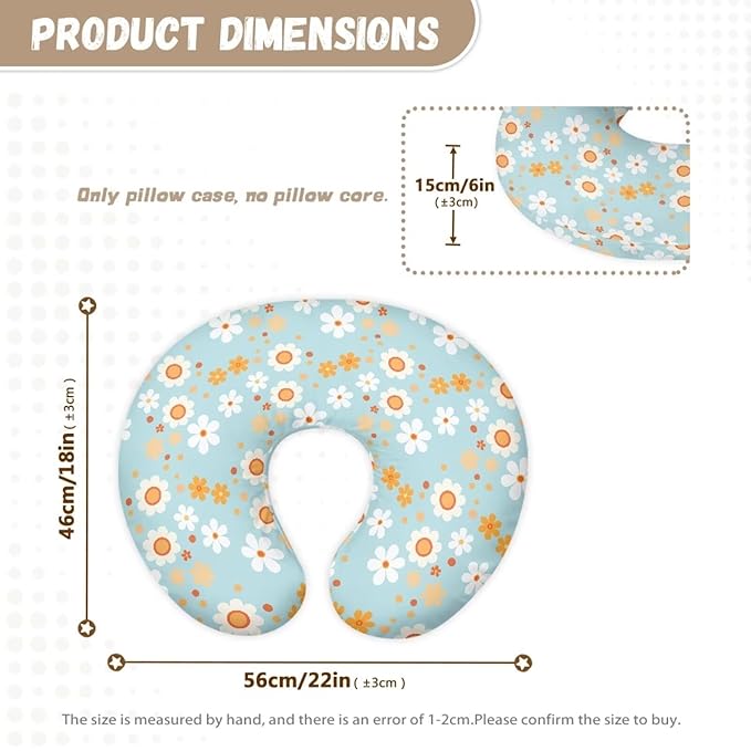 Lovely Hippie Flower Baby Breastfeeding Pillow Cover Nursing Cover for Newborn Girls Boys Super Soft and Comfortable for Home, 1 Pack