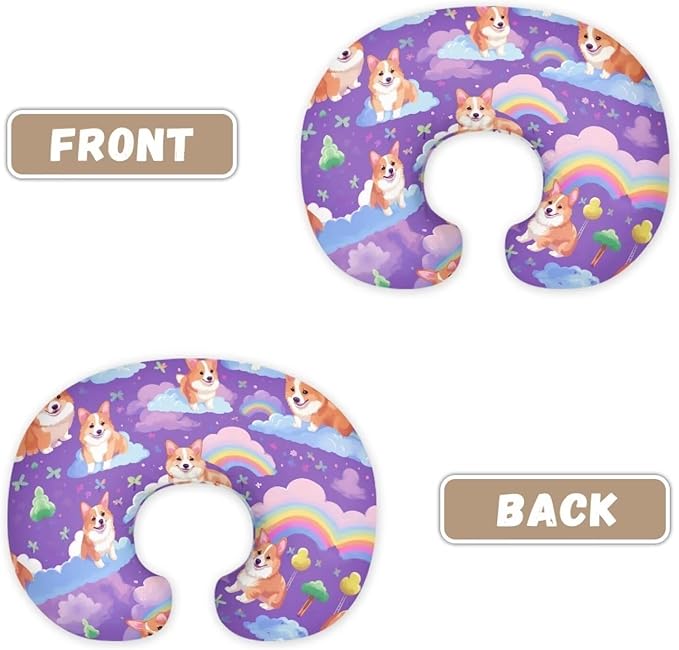 Rainbow Corgi Nursing Pillow Case 1 Pack for Breastfeeding Pillow Nursing Covers Pillow Slipcover Pillowcase Stretchy Comfortable Breast Feeding Pillow Slipcover Cover Only