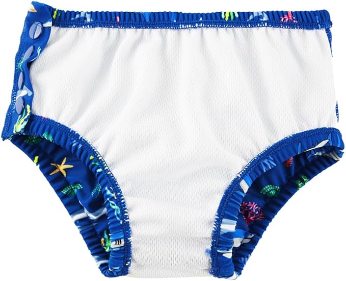 Baby Swim Diapers Reusable Washable Infant Diaper Swimsuit with Side Snap UPF 50+ Sun Protection for Pool Beach(18-24 Months,Blue Sharks)