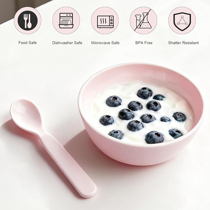 Dinnerware Set for Kids - 5-Piece Kitten-Themed Includes Plate, Bowl, Cup & Utensils | BPA-Free, Microwave & Dishwasher Safe | Ideal Gift for Girls (Pink - Kitten)