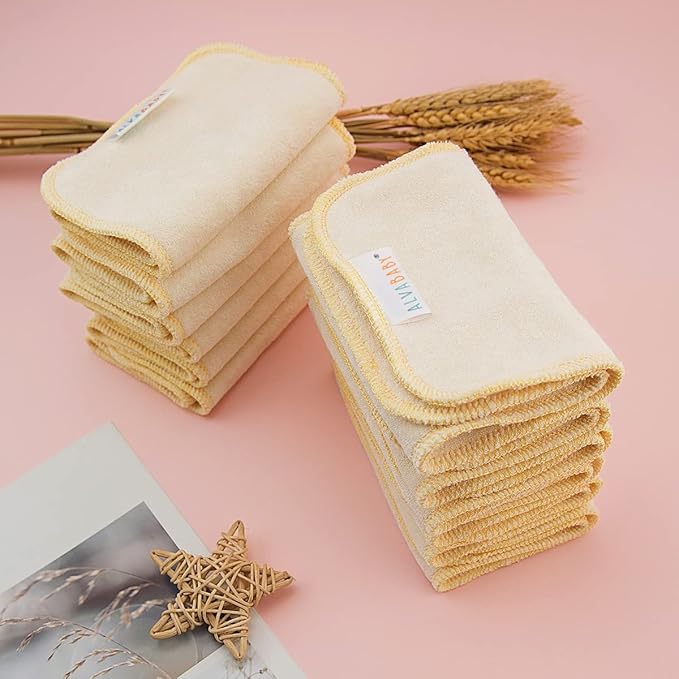 ALVABABY 6PCS Cloth Diaper Inserts 4-Layers Super Soft Inserts for Cloth Diapers Covers 6MB