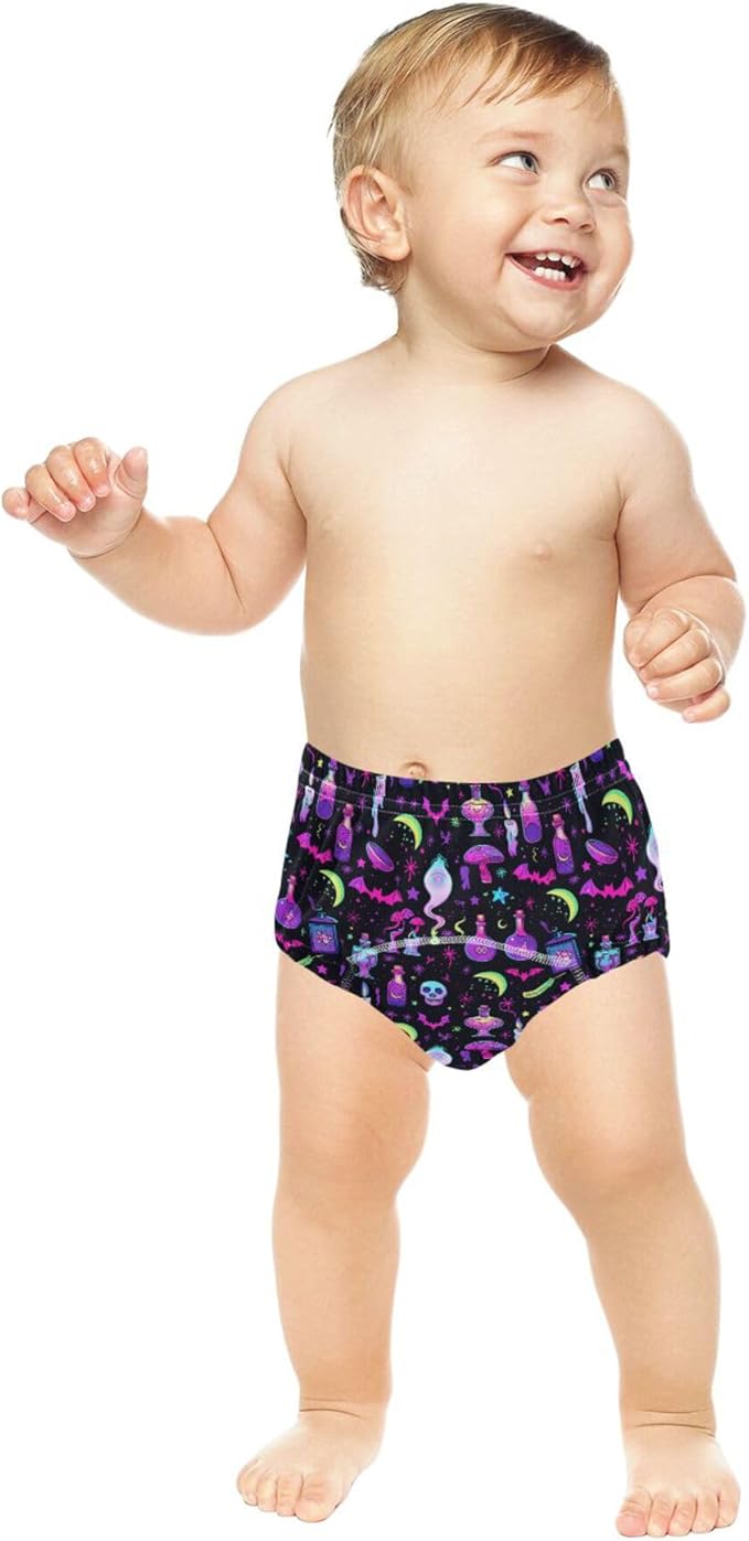 Little Boys Potty Training Undies Leakproof Sleep Underwear for Toddler Girls 3T Cute Witchy Icons Like Magic Potions and Mushrooms with Fire