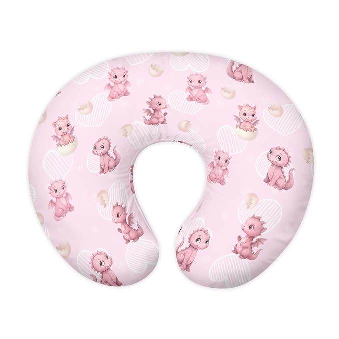 Dinosaur Nursing Pillow Cover for Baby Girls, Pink Breastfeeding Pillow Slipcover Cushion Cover, Soft Breast Feeding Pillows, Easy to Clean