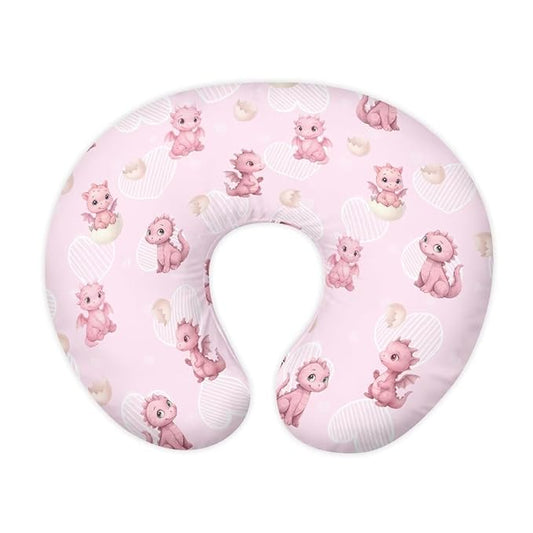 Dinosaur Nursing Pillow Cover for Baby Girls, Pink Breastfeeding Pillow Slipcover Cushion Cover, Soft Breast Feeding Pillows, Easy to Clean