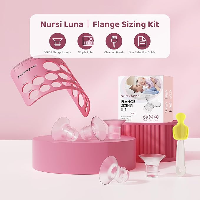 Flange Sizing Kit 3-in-1 with 15/17/19/21mm for 24mm Electric Breast Pump Flanges/Shields, 8PCS Soft Silicone Flange Inserts for More Comfortable Pumping, BPA-Free, Essential for Moms