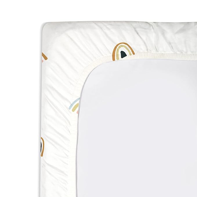 Makemake Organics Organic Changing Pad Cover GOTS Certified Organic Cotton Changing Table Cover Non Toxic Quilted Ultra Soft Girls Boys Neutral Nursery (16"x33", Rainbow)