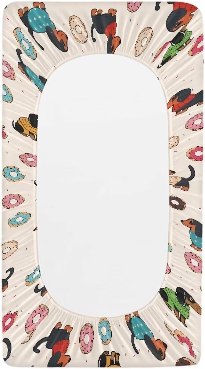 Changing Pad Covers for Boys Girls, Cartoon Dachshund Diaper Changing Table Pad Cover Soft Breathable Changing Mat Cover for 32''x16" Cute Birthday Gifts for Baby