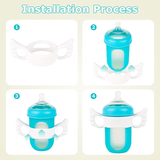 Silicone Baby Bottle Handles for Boon Nursh Bottles, Easy Grip Bottle Holder for Self Feeding