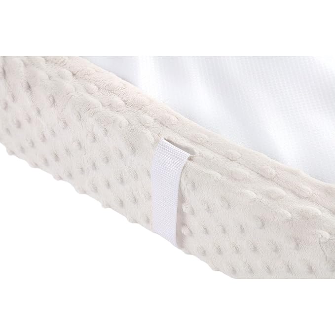 Solid Changing Table Pad Cover Cradle Sheet, Fits 32"/34''x16" Contoured Diaper Changing Pad, Ultra Soft Cozy Minky Dots Plush Changing Table Covers, Breathable Wipeable Removable (Beige)