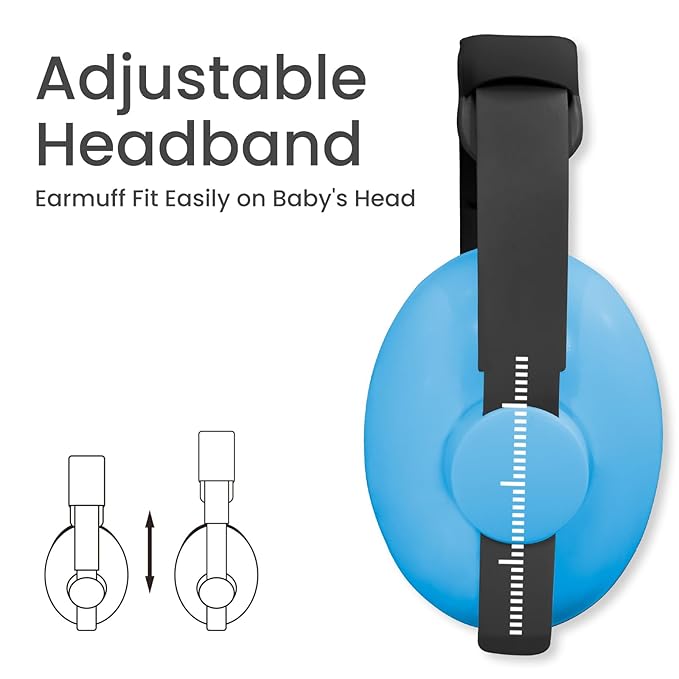 Baby Headphones for Noise Protection - Infant Ear Muffs Noise Protection - Toddler Noise Cancelling Headphones - Baby Ear Protection for 0 to 36 Months, Adjustable - Blue