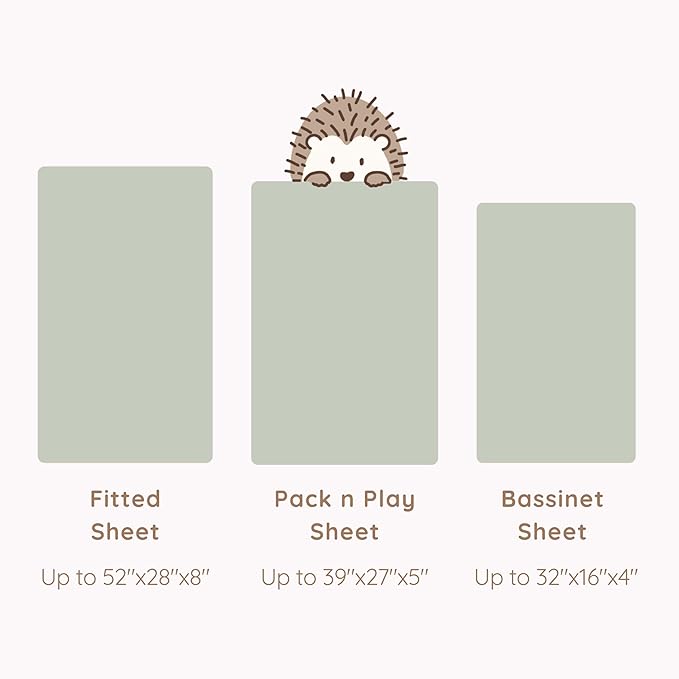 2 Pack Mini Crib Sheets - Jersey Cotton Pack and Play Sheets Fitted, 27" x 39", Fits Graco Pack n Play Mattress, Soft Playpen Sheets Pack n Play, Oeko-tex (Green Pack and Play Mattress Sheets)