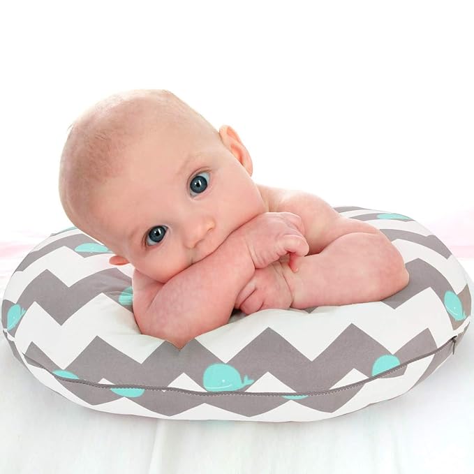 BROLEX Baby Nursing Pillow Covers: 2-Pack Soft Slipcovers for Breastfeeding Pillows - Comfortable Fabric, Fits Standard Nursing Pillows for Boys & Girls - Whale Cloud