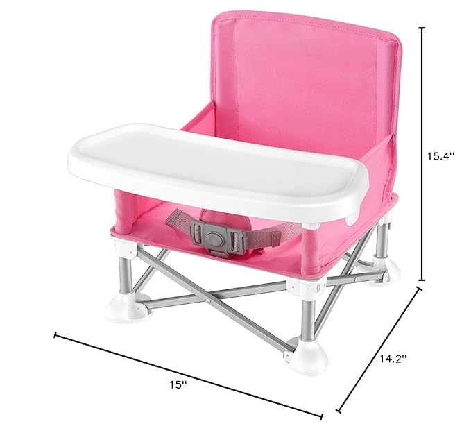 SereneLife Baby Seat Booster -Space Saver Toddler Booster Seat - Portable Pop and open Sit Folding Booster Feeding Chair - Safety Belt/Food Tray/Travel Bag - SereneLife