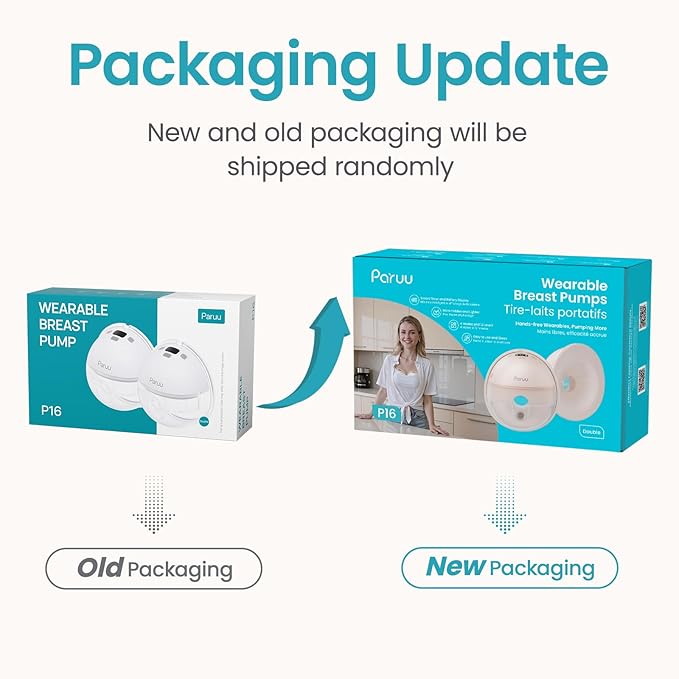 Paruu Hands Free Breast Pump P16, Wearable Breast Pump Electirc Portable with 4 Modes & 12 Levels, Max 309mmHg Strong Suction 19/21/24mm Flange Inserts Wearable Breastfeeding Pump, 2 Pack（Nude