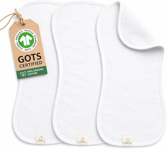 GOTS Organic Cotton Burp Cloths Baby Boy & Girl – 3 Pack Organic Cotton Burp Cloth for Babies, Soft & Plush Long Stable Turkish Cotton for Newborn, Baby Essentials (Arctic Snow Collection)