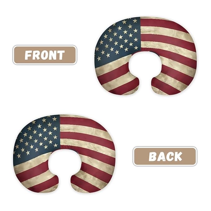 American Flag Baby Nursing Pillow Cover Neutral Breathable Pillow Cover for Infant Snug, Removable Soft Breastfeeding Pillow Slipcover with Hidden Zipper