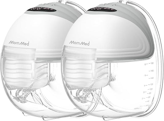 MomMed Wearable Breast Pump (Model S21) – Double Electric Hands-Free Breast Pump, Leak-Proof Design, 3 Modes (Stimulation, Expression, Auto) & 12 Vacuum Levels, Portable and Quiet, Gray, 2Pack