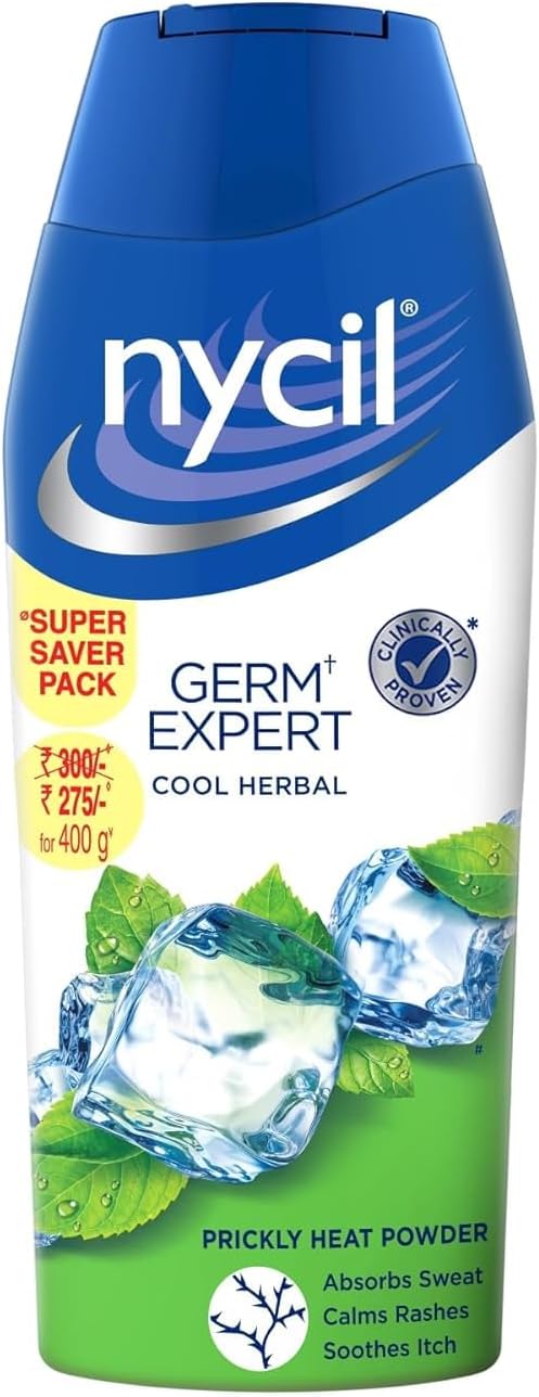 NY-CIL Germ Expert Cool Herbal Prickly Heat and Cooling Powder, 400 g, Super Saver Pack
