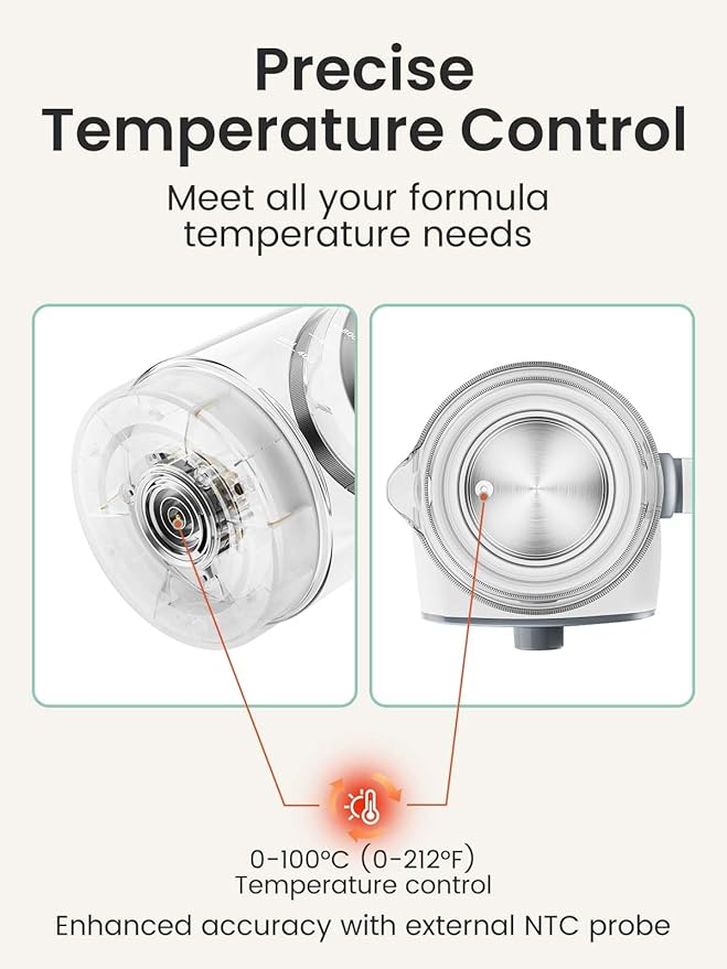 GROWNSY Baby Instant Warmer, Glass Water Boiler with Accurate Temperature Control for Formula, Coffee and Tea, 1.2 Liter Electric Kettle with LCD Display and Timer