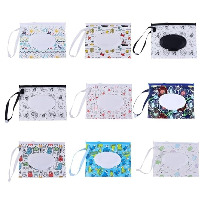Wipes Dispenser Refillable Reusable Wipe Holder Wipe Pouch Case Wipe Container for Strollers,Backpacks,Travel,Diaper Bag,7.08 * 5.51 inch(3)