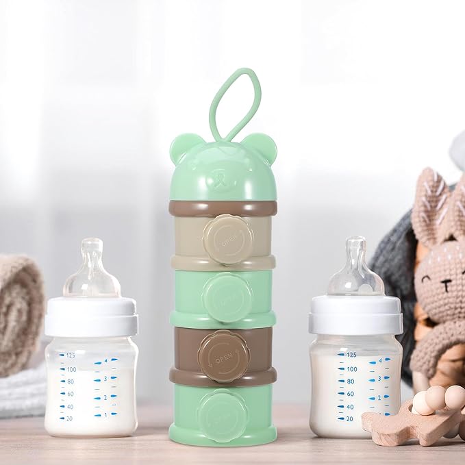 Kisangel 4 Layers Baby Milk Powder Box Large Capacity Portable Formula Dispenser Leak-Proof Food Storage Container for Travel Outdoor Baby Feeding