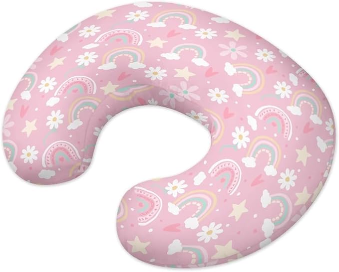 Rainbow Nursing Pillow Cover for Newborn Feeding Pillow Cover U-Shaped Breastfeeding Pillow Case Pink Pillowcase