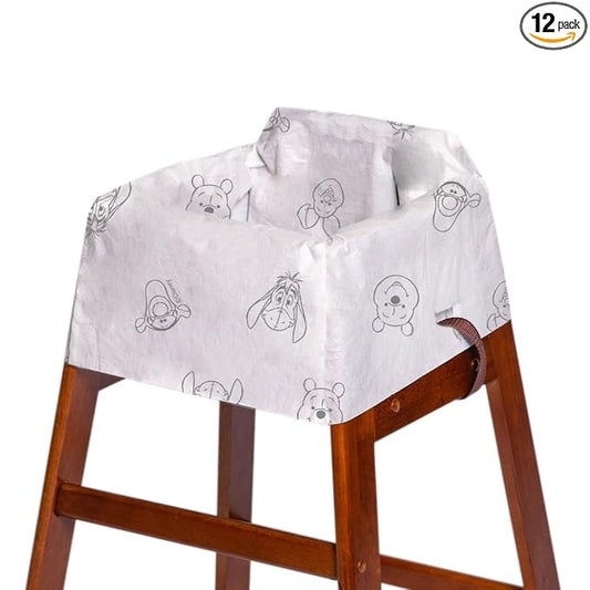 J.L. Childress Disney Baby Disposable Restaurant High Chair Covers - Baby Travel Accessory for Kids & Toddlers, Individually Wrapped, Covers All Surfaces - 12 Count, Winnie The Pooh