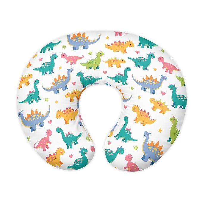 Colored Dinosaur Nursing Pillowcase Stretchy Removable Nursing Covers for Breastfeeding Pillows Ultra Soft Newborn Feeding Pillow Cover Easy to Use and Dustptoof